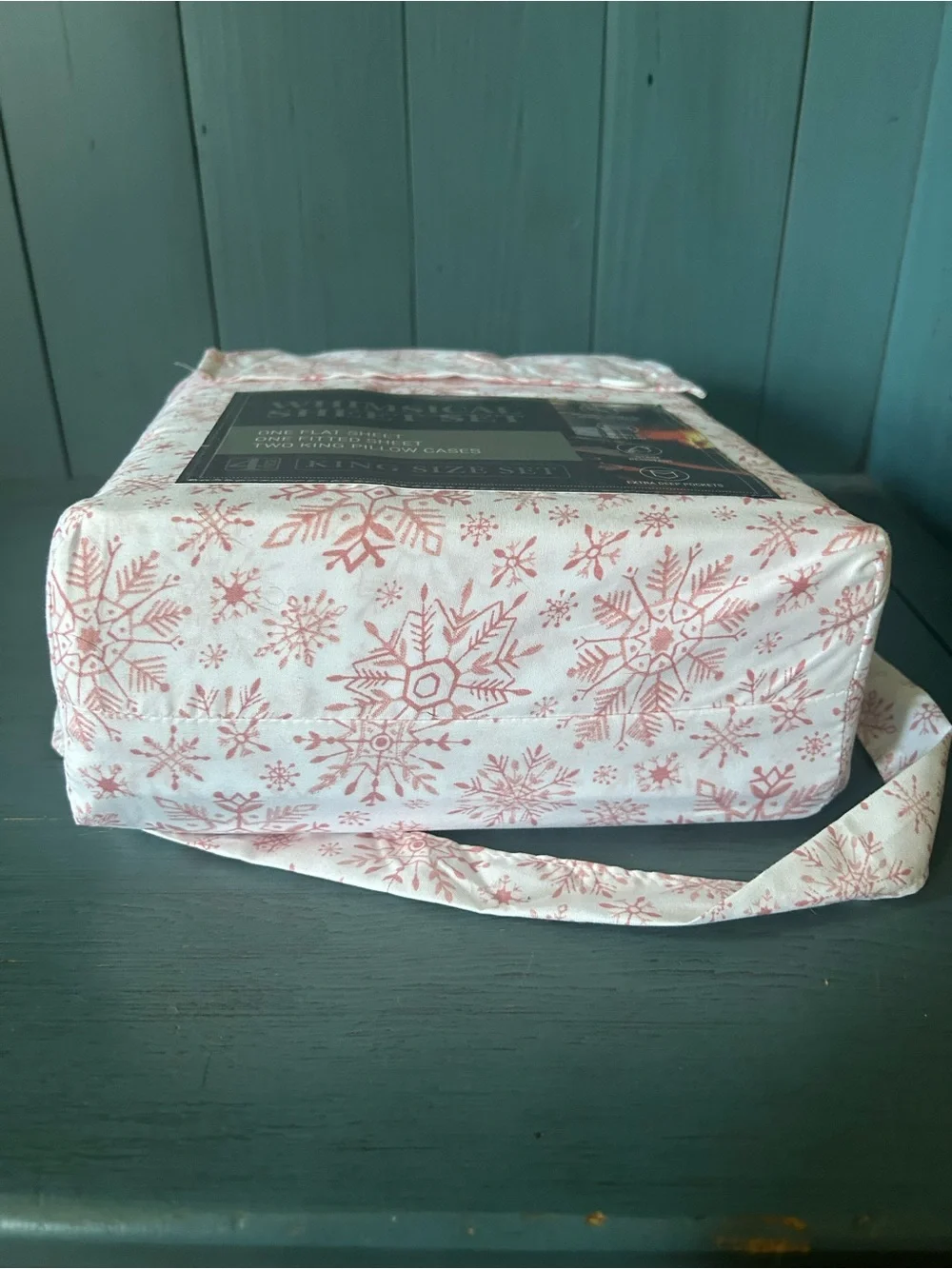 Whimsical Sheet Set - Pink Snowflake King Bedding - New | Winter in July